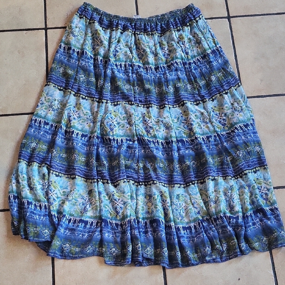 Blue and Green Patterned Women's Skirt